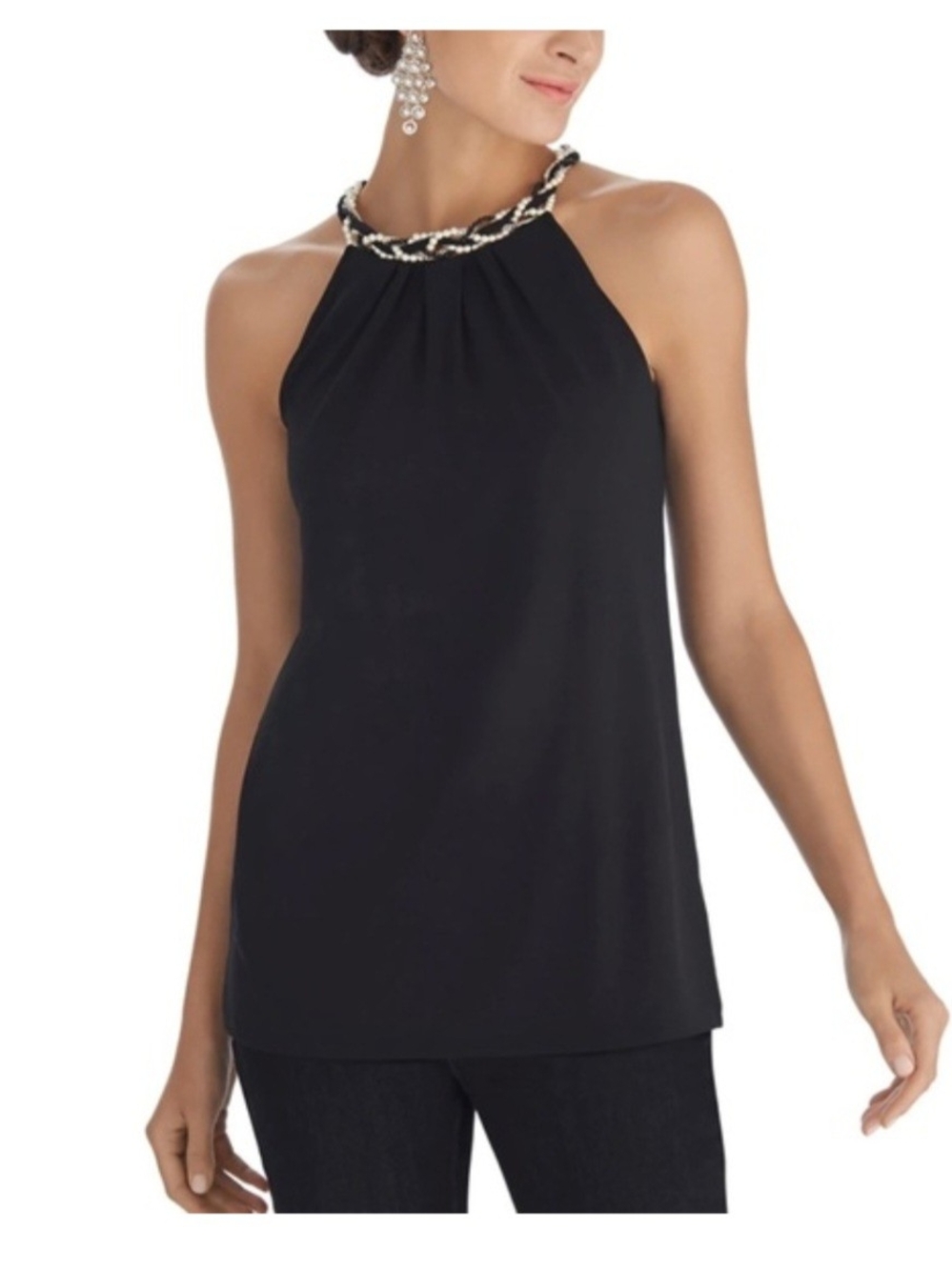 White House Black Market Women's Pearl Necklace Halter Size Medium NWT